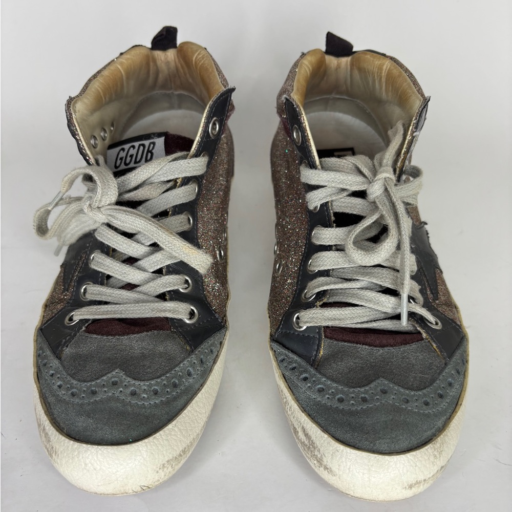 Golden Goose Green/Gold velour midstar Sneakers Silver Star Size 36 US 6 - Picture 16 of 16